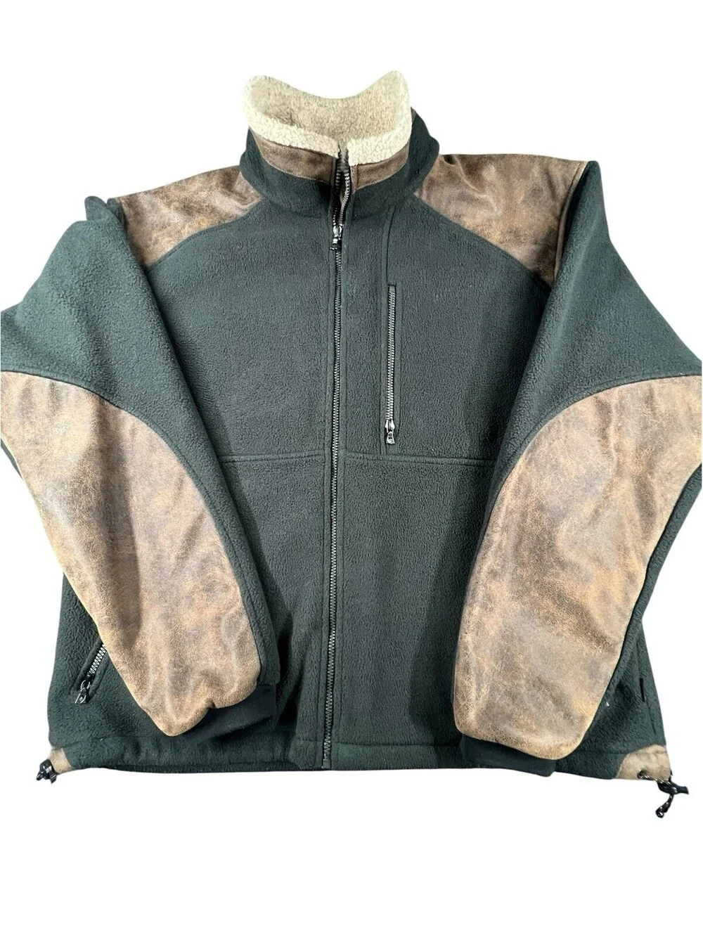 KÜHL Men’s XL Fleece Jacket Brown Contrast Full Zip Outdoor Western